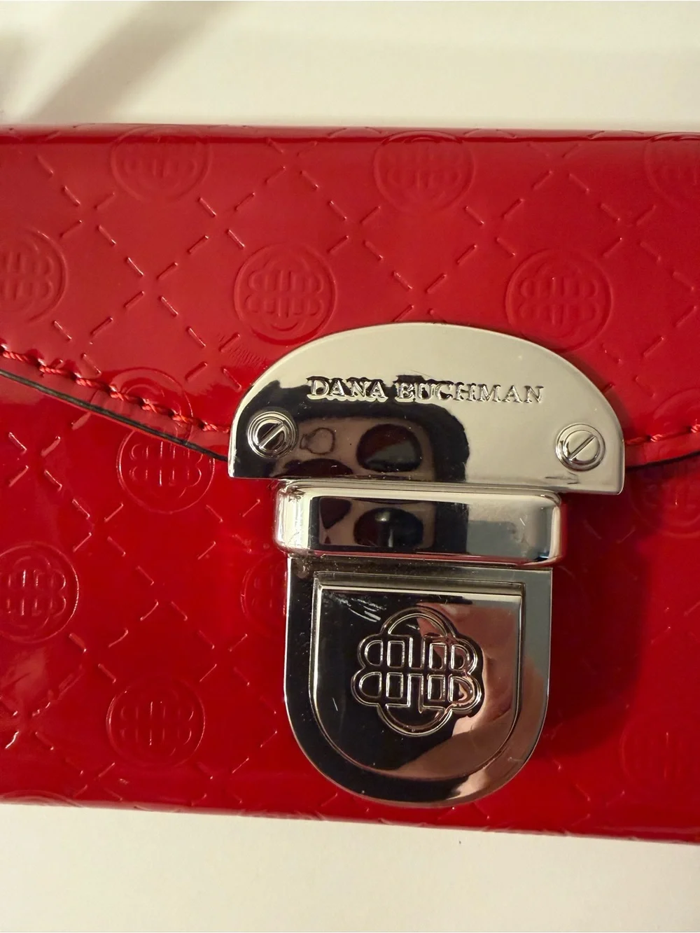 Dana Buchman Red Leather Crossbody with Silver-Tone Lock